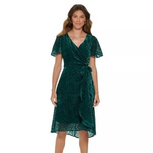 DNKY | Velvet Flutter Sleeve Midi Dress